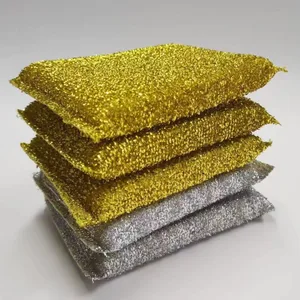 Factory Direct Supply Bulk Cleaning Supplies Glod and Silver Wire Scouring Sponge for Dishes