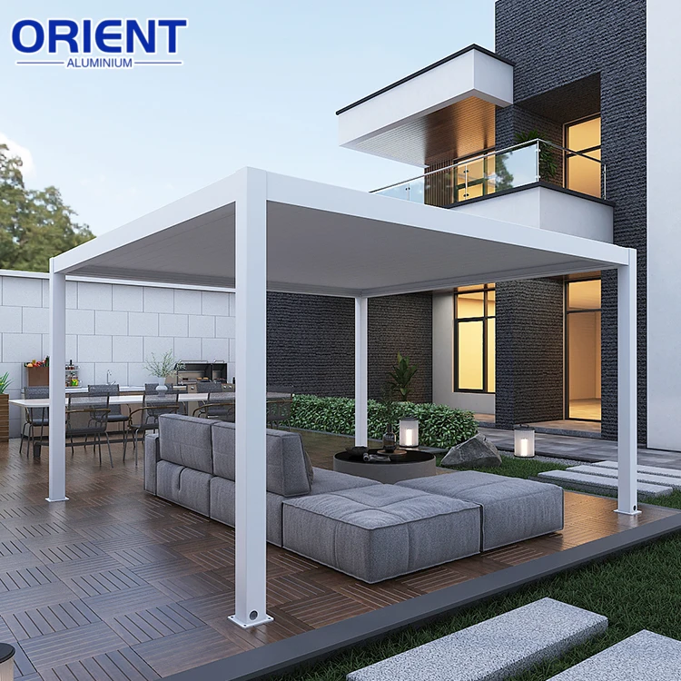 Patio Motorized Louvered Bioclimatic Pergola Gazebo Outdoor Aluminum Pergola with Louvered Roof