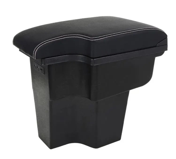 product black car centre console armrest box accessories leather armrest with usb charging port adjustable cup holder storage box-4