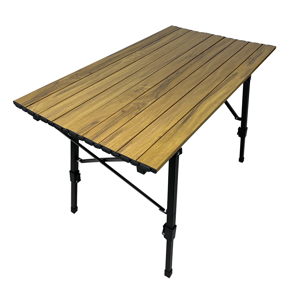 Yilu Matte Black Camping Table Outdoor Folding Table Aluminum Wooden
