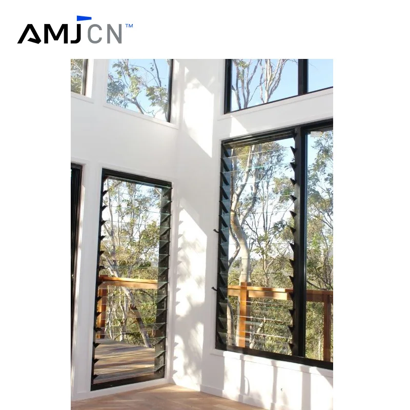 Big Size Design Aluminum Jalousie Window Glass Louvered Adjustable Plantation Shutters Louvers Aluminium windows for House
