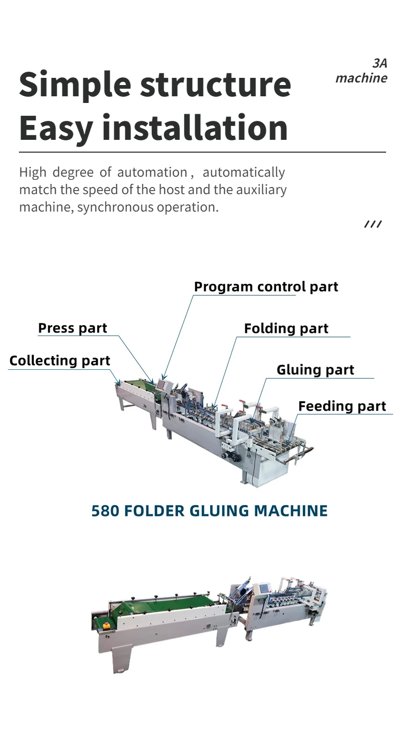 3ACQ++580D folding glue machine automatic folder gluer machine glue spreader