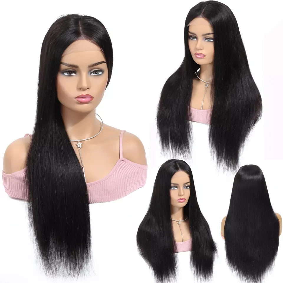 150% 180% Density Kinky Straight Yaki Cuticle Aligned Virgin Hair Wig ...