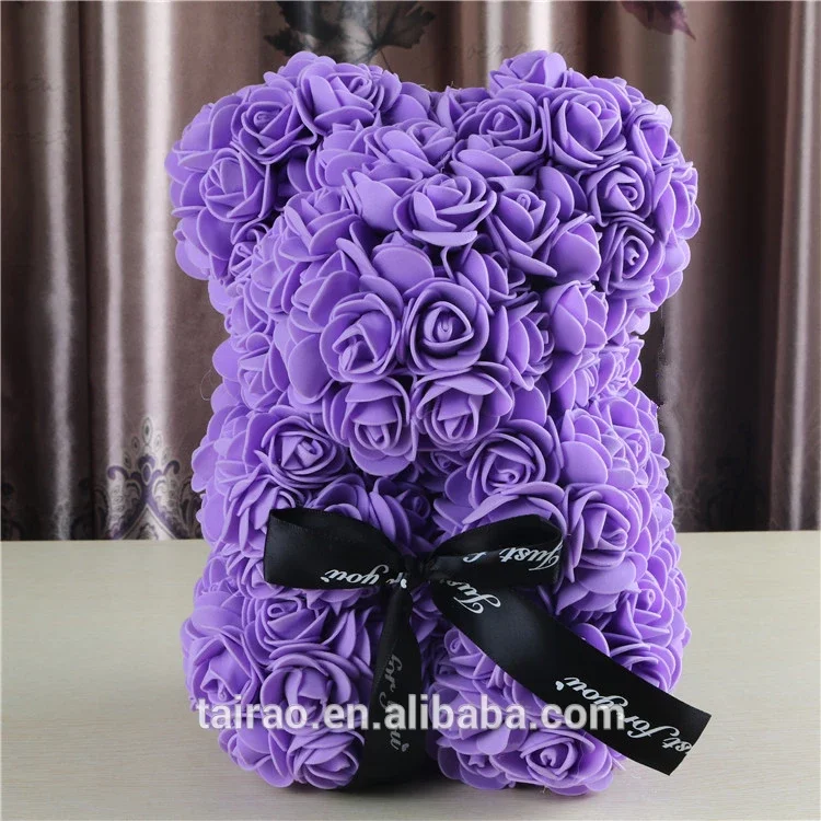 Teddy Rose Bear Artificial PE Decoration Flower Bear Valentine's Day  Eternal Flower Foam Roses for Girl Friend