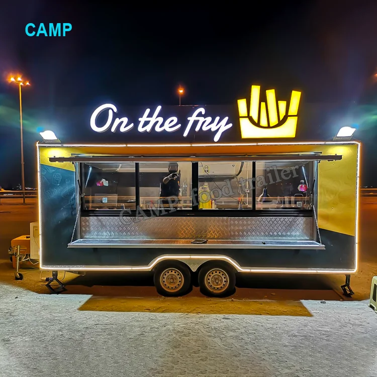 CAMPTRL Mobile Fast Food Van Coffee Ice Cream Carts Fitted Food Truck Snack Bar Container Mobile Food Trailer Fully Equipped