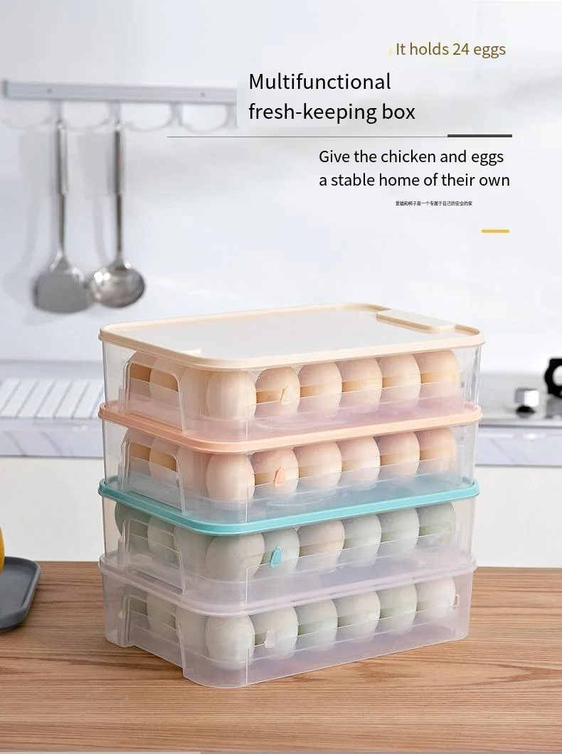 Refrigerator egg box Fresh-keeping storage Household plastic container to put eggs on the rack of shockproof box manufacture