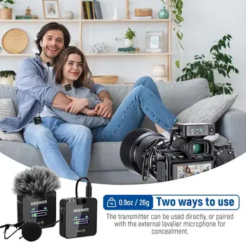 Neewer 2 Pack Wireless Lavalier Microphone With Charging Case Clip on External 2.4G Mini Mic product image