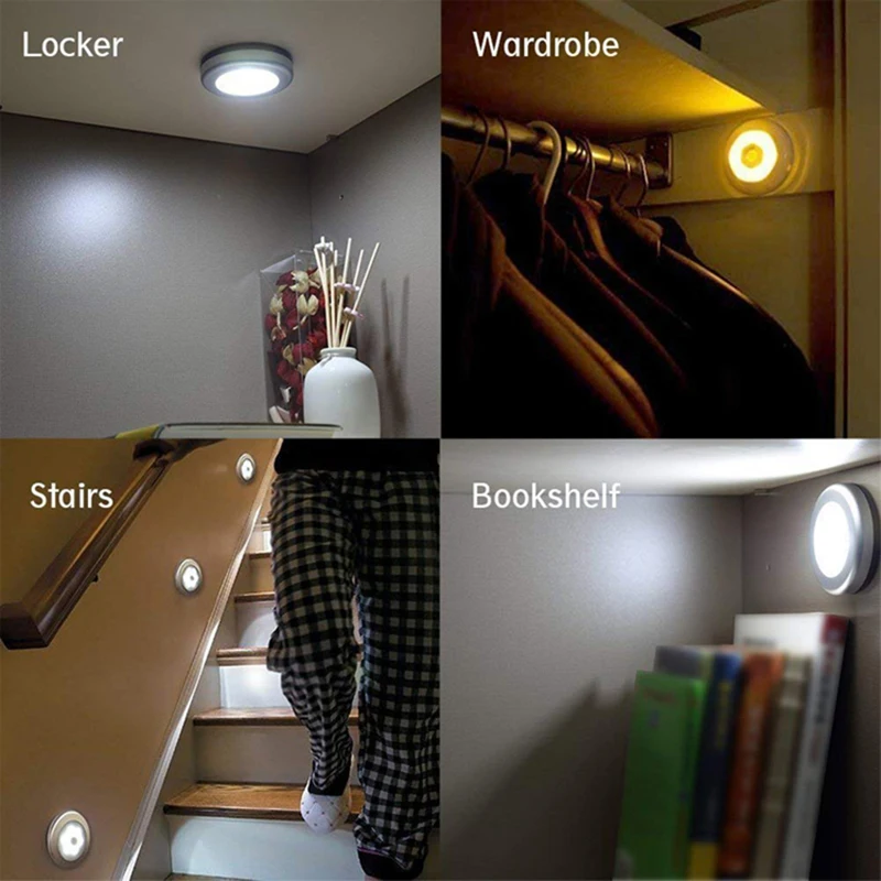 off stick on anywhere battery operated cordless led motion sensor light cabinet lamp302-46