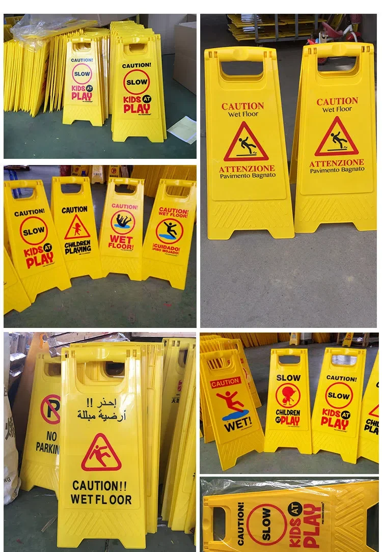 2-Pack Caution Wet Floor Signs - Collapsible Bilingual A-Frame, 17.5 Inch, Yellow Safety Warning Signs