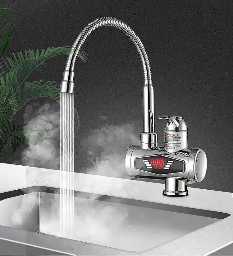 220V Digital Display Electric Water Heater Tap Kitchen Instant Hot Water  Faucet Heater Cold Heating Faucet Tankless Instantaneous Water Heater