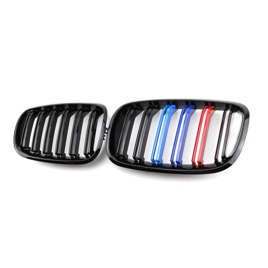 product tiypeor car high gloss black triple bar front kidney grille kit with dual banners for bmw x5 e70 2008 2014-3