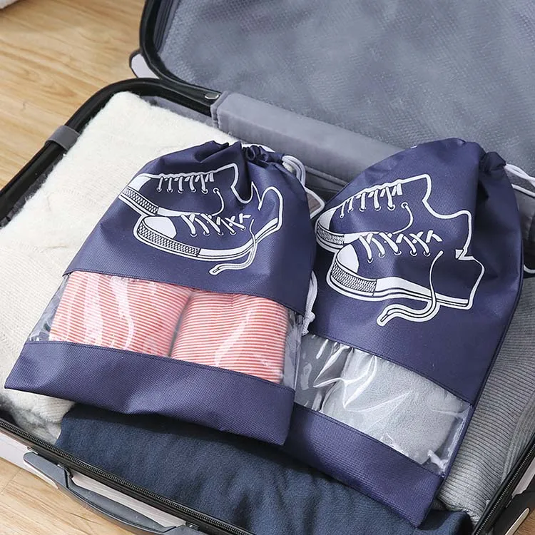 Home Clear Dust Proof Waterproof Storage Bag Shoes Organizer for Travel Transparent Drawstring Shoes Packaging Bags
