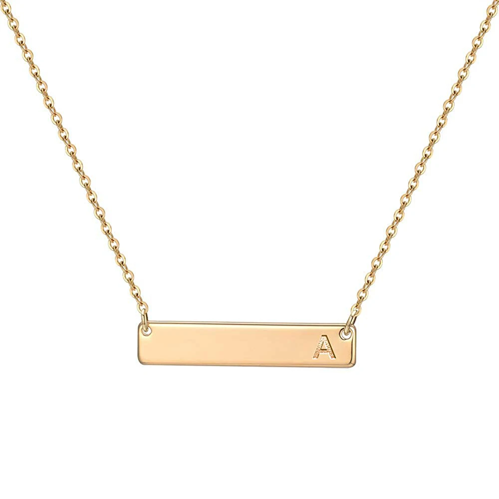 gold necklace rectangle bar