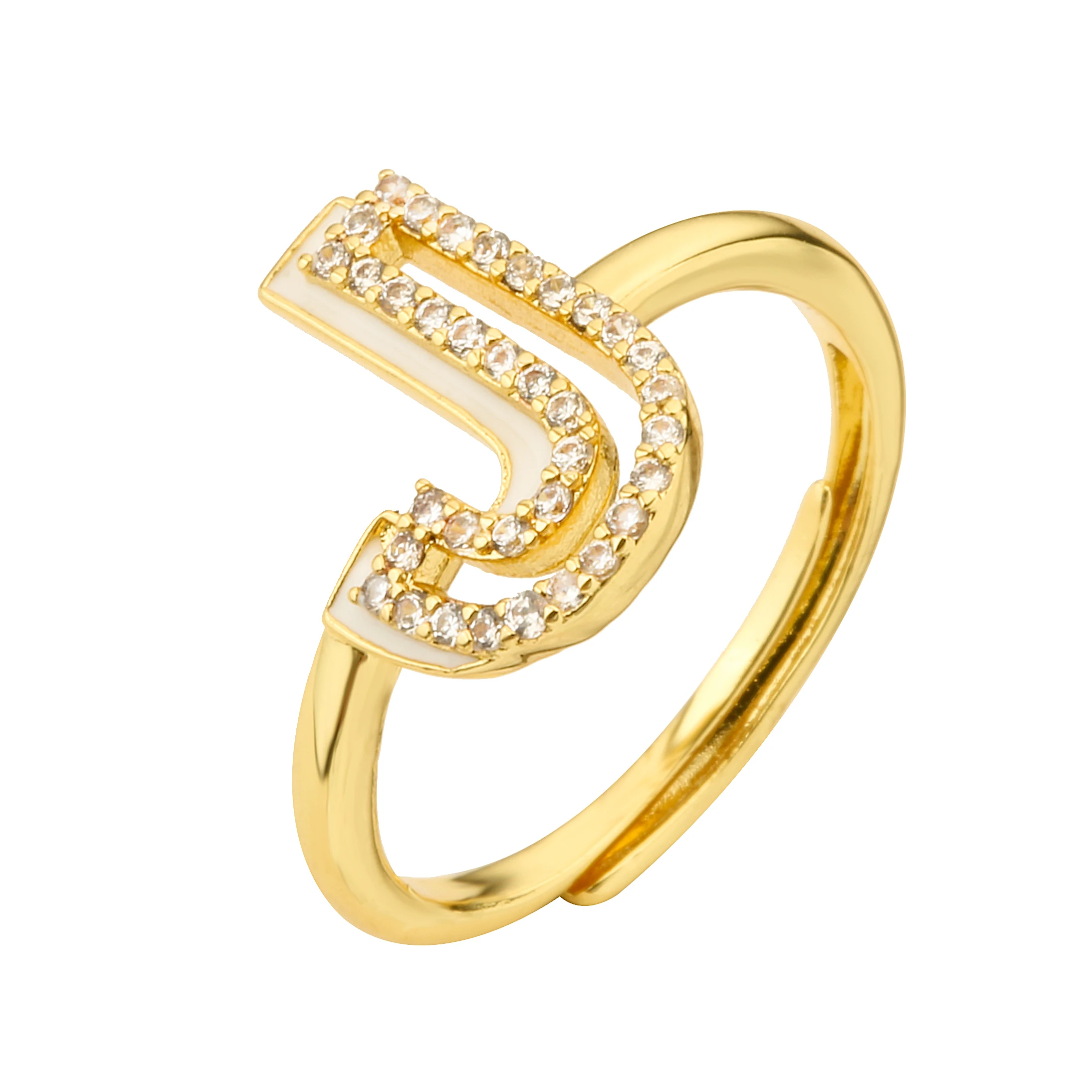 26letters Enamel Ring Adjustable S Letter Initial Name Ring