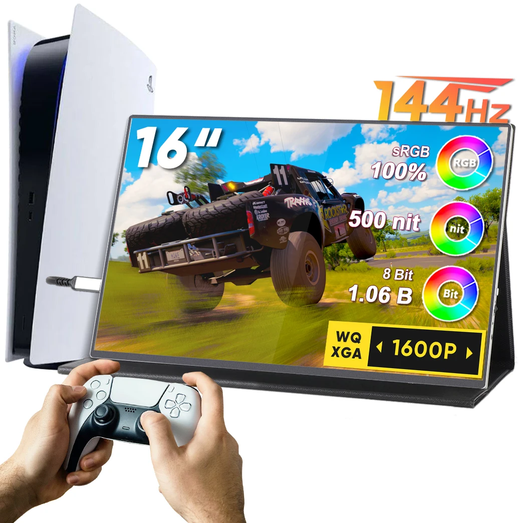 16'' 144Hz Portable Gaming Monitor 100% SRGB HD IPS with Type
