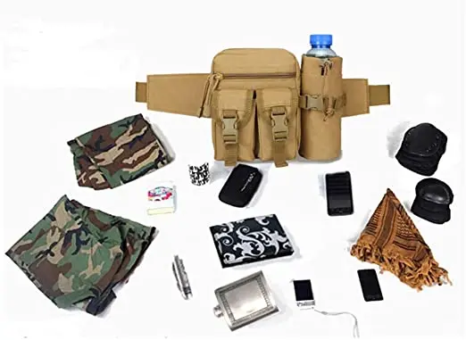 Marsupio Tattico Impermeabile per Escursionismo, Alpinismo, Equitazione e Tiro con Porta Bottiglia