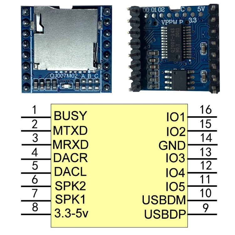 2.0 Standard Micro USB Interface Multiple MP3 Sound PCBA