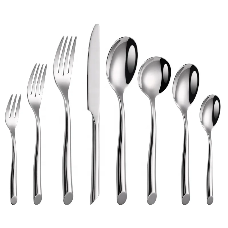Ensemble de couverts en acier inoxydable polissage miroir de style arabe personnalisé avec poignée en placage en or