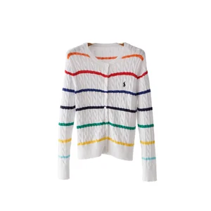 Women's Autumn Casual Eco-Friendly  Custom Logo Wholesale Cardigan Sweater Coat with Button Decoration Cable Knit