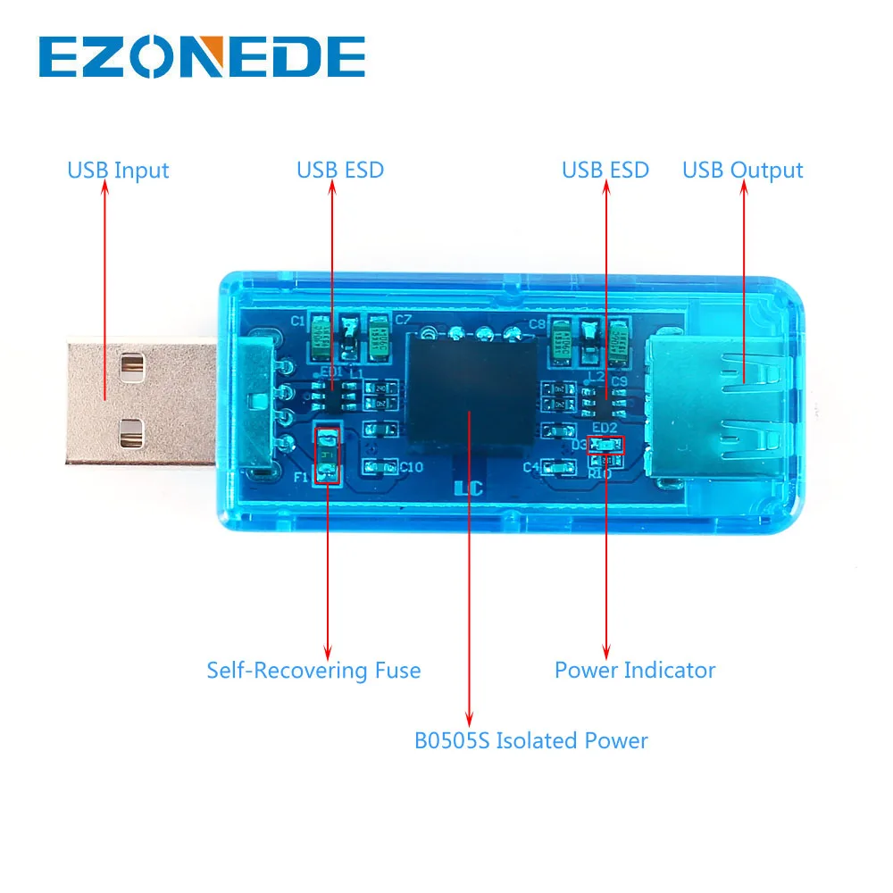 4チャンネルUSBアイソレーターUSB-USB絶縁デジタル信号