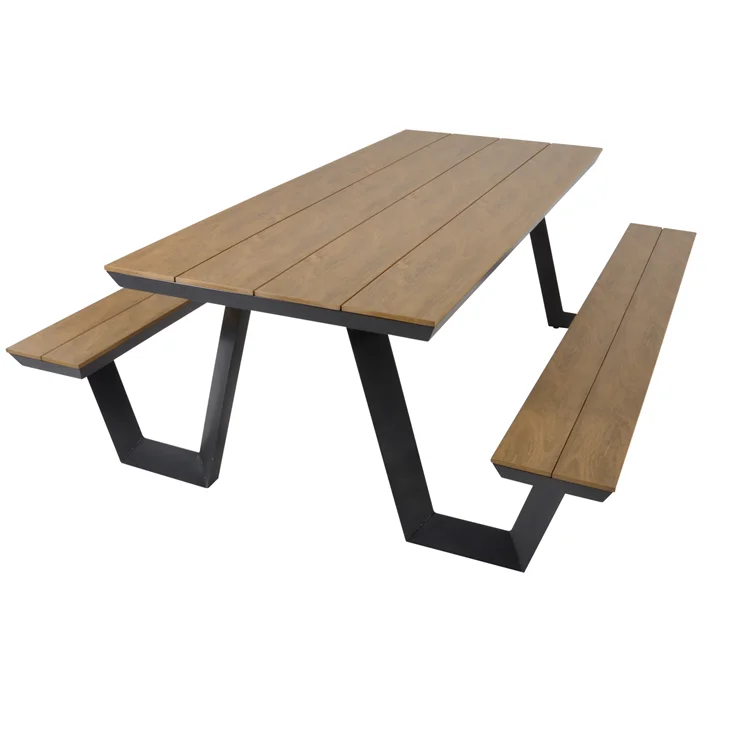 Outdoor Recycled Plastic Wood Commercial Long Picnic Table Outside