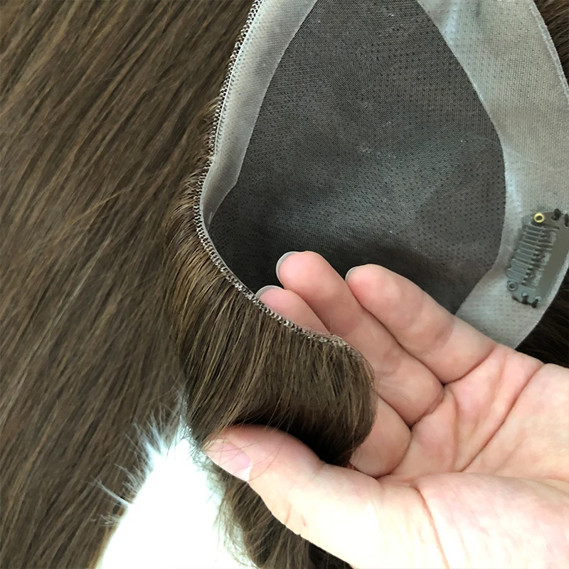 ヘアトッパ 卸売100 バージンレミーヘアピースヨーロピアンブラウンバラヤージュカラーvパーツモノ人毛トッパー女性用 Buy