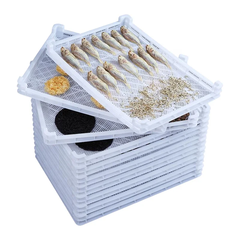 Manufacture Cheap Price Hdpe Food Grade Stackable Plastic Drying Tray for Dehydration Fruits / Vegetables Seafood /fish
