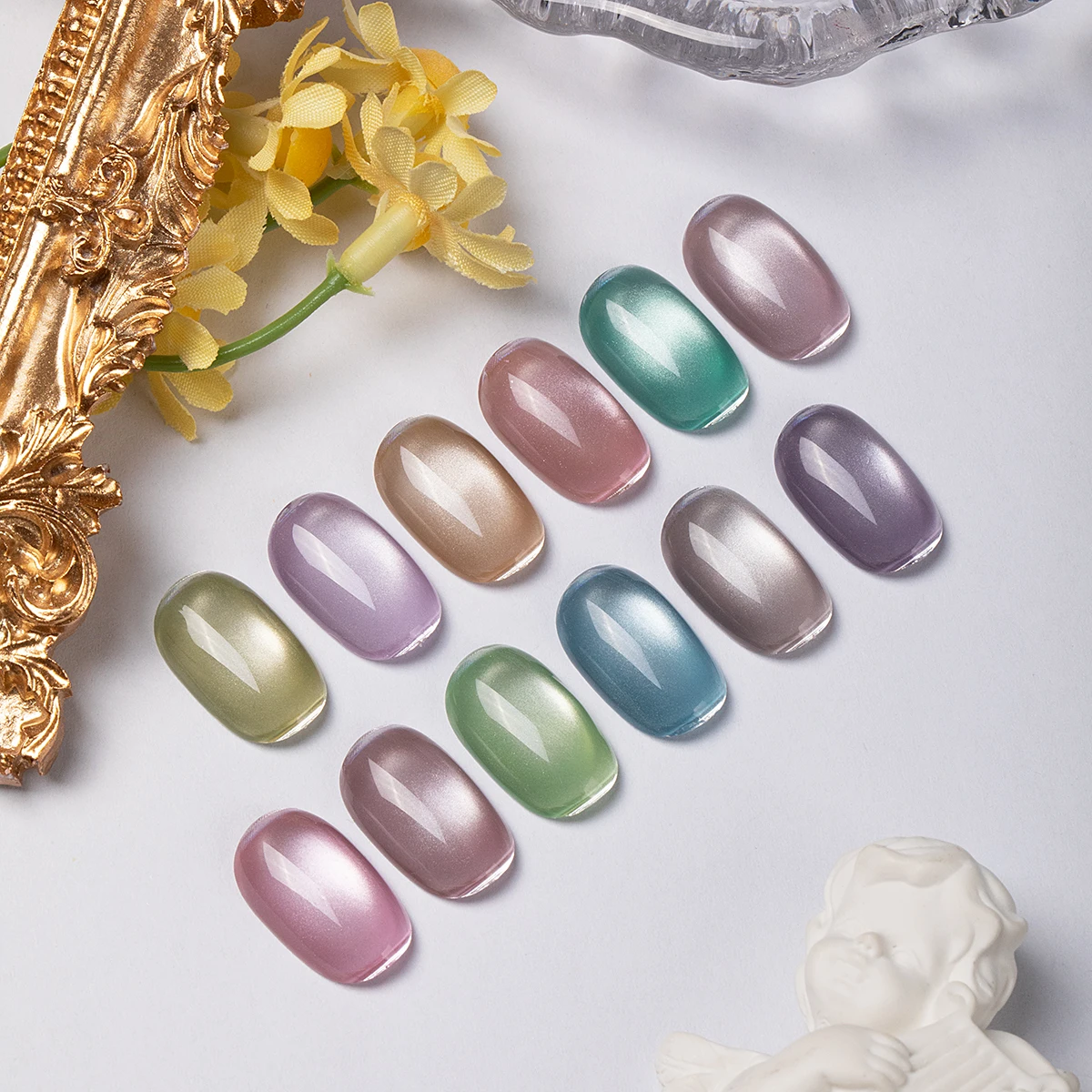 2024 Hot Selling OEM Semi Transparent Water Light Cateye Gel Nail Polish Moonlight Ceramic Cat Eye Gel