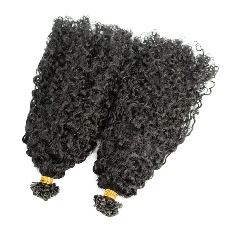 Extensions de cheveux humains à pointe plate bouclée Sassy Cheveux brésiliens Remy pré-collés à la kératine Fusion K Tip Hair 100g 100Pcs_voghion.com