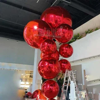 Zhenmei manufacturer Christmas decorations Red Reflective Mirror Ball inflatable Decorative Ball