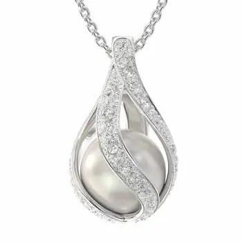 New style Pearl Moissnaite gemstone White gold plated silver women Gift Pendant