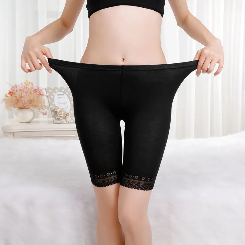 New Women Safety Underwear Shorts Mid-waist Ice Silk Tight Leggings Under Pants