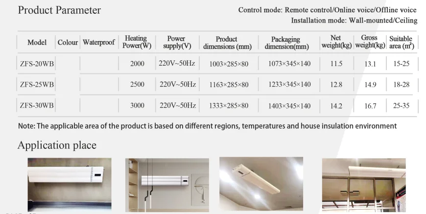 JIAOYANG Intelligent white luxury fashion villa Yoga Gym far infrared radiant heating panel smart home heaters