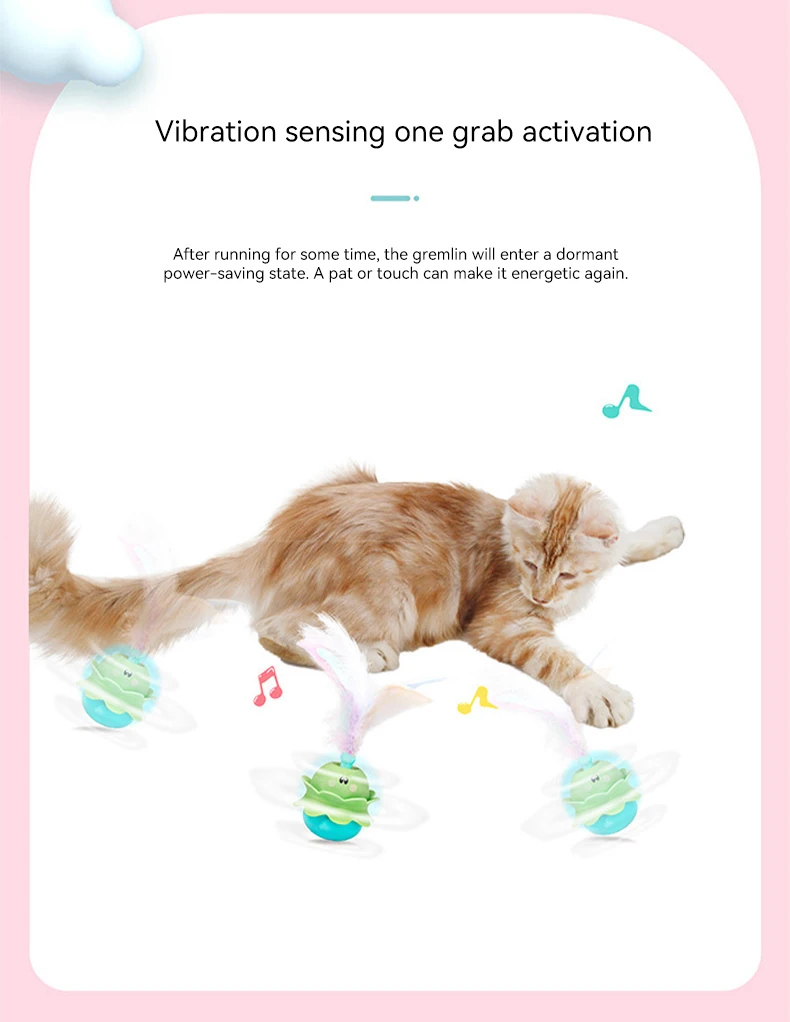 New Cat-tickling Machine Rotating Self - High Fun Cat Stick Little Monster Electric Sound Rotating Feather Pet Toy manufacture