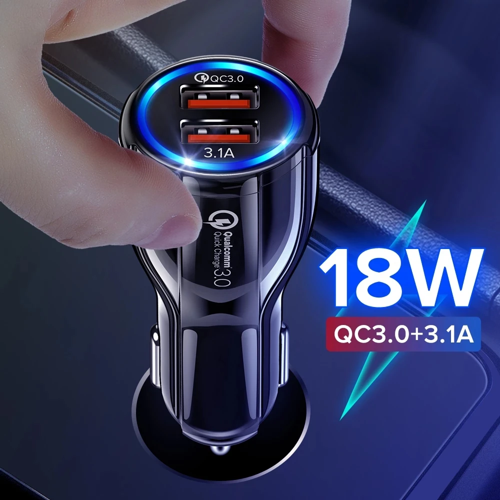 18W Dual USB Car Charger LED Fast Charging Plug Quick Phone Charge Adapter For iPhone 12 11 7 Samsung Xiaomi Mi Huawei LG