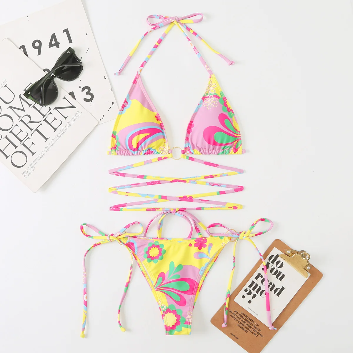 Free Shipping Strapless Bandeau Swimsuits Colorful Camo Pattern Chicas En Bikini Guapas Hot Super Micro Bikini Logos