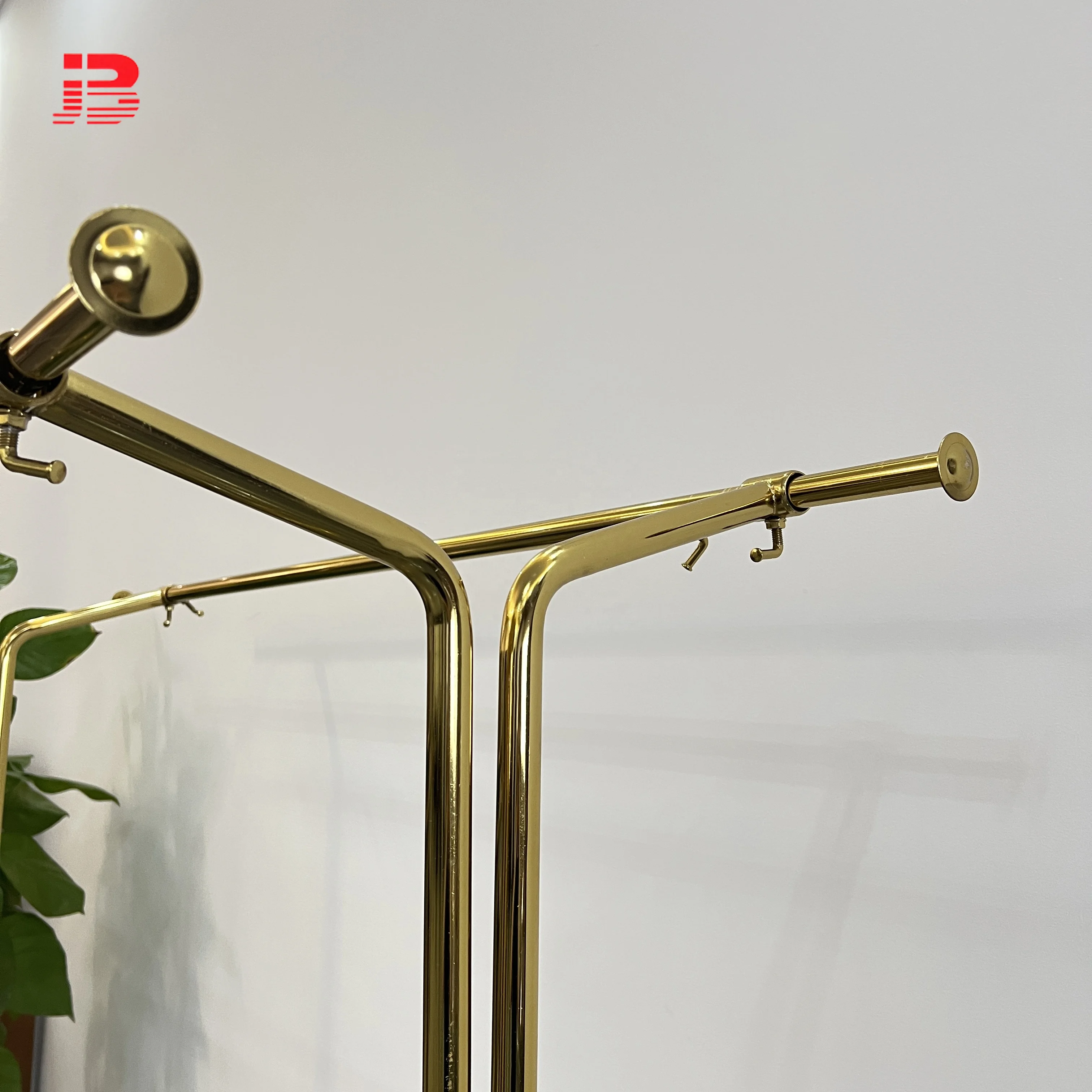 New arrivals clothing display golden rail garment rack modern style hanging rack factory