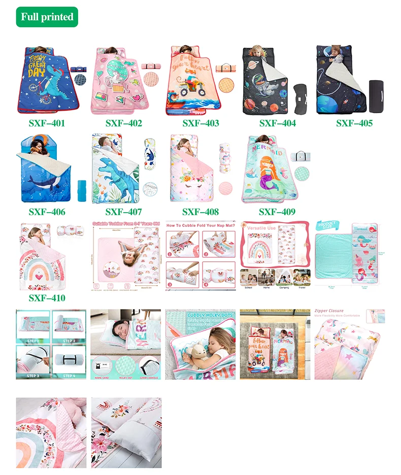 Cartoon Sleeping Bag Preschool Seersucker Nap Mat Extra Large Full