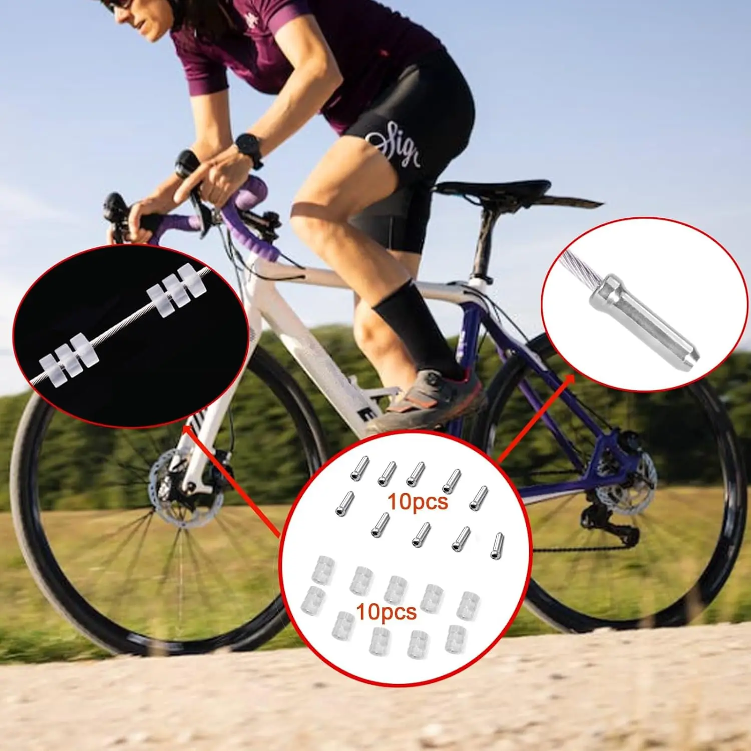 Bike Derailleur Shifter Cables,Front and Rear Brake Lines Shift Cable Set for Sram Road Mountain Bike_5