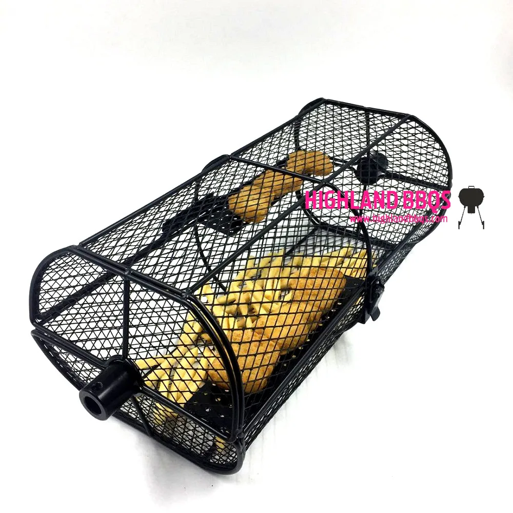 French Fries Bbq Rotisserie Basket Rolling Grill Nonstick Bbq Basket