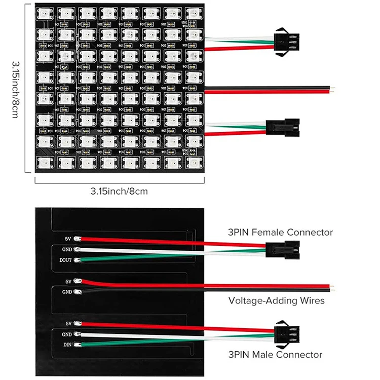 Full Color Ws2812b Panel Light DC5V 8x32 16x16 8x8 Digital Individually Addressable Flexible Rgb Led matrix