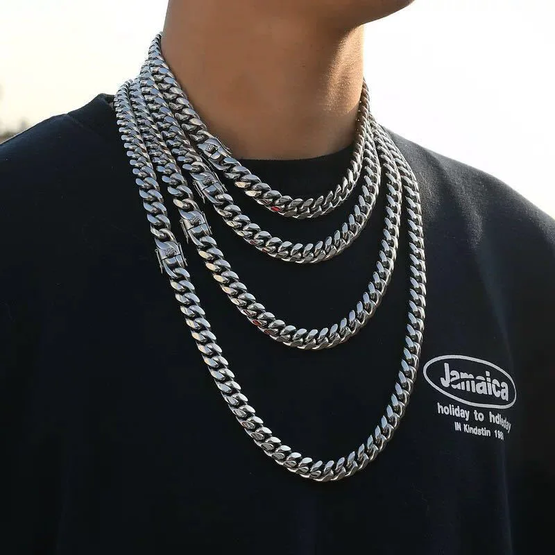 SURALIN Cuban Link Chain Set – 6,5 Mm Breit, Halskette 50 Cm & Armband 20 Cm, Aus Edelstahl – Hip-Hop Männerschmuck