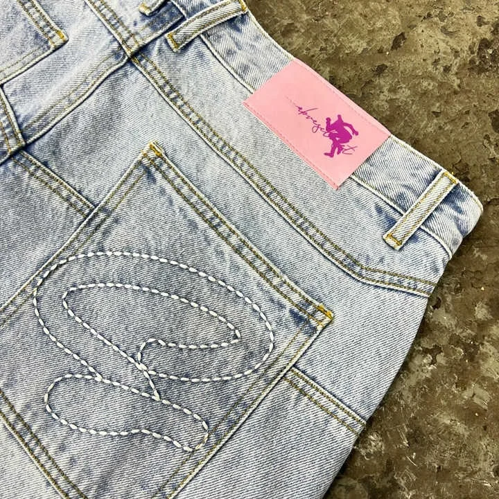 Salati Custom Hip Hop Plus Size Wash Vintage Loose Distressed Baggy Straight Leg Boot Cut Men's Flared Denim Pants gallery 4