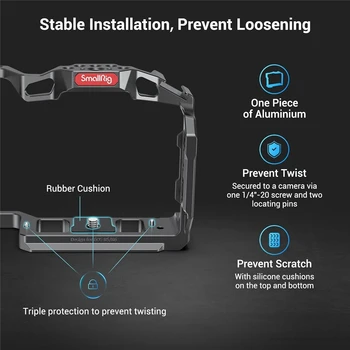 SmallRig Aluminum Alloy DSLR Rig Stabilizer Cage with Cold Shoe for Canon R5 R6 R5 C 2982B detail image