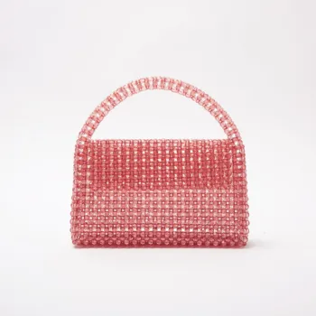 New Beaded Purse Crystal Beaded Bag Hand-Woven Acrylic Banquet Handbag