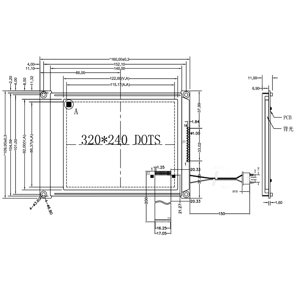 Módulo de Display Gráfico LCD Monocromático de 5.7 Polegadas