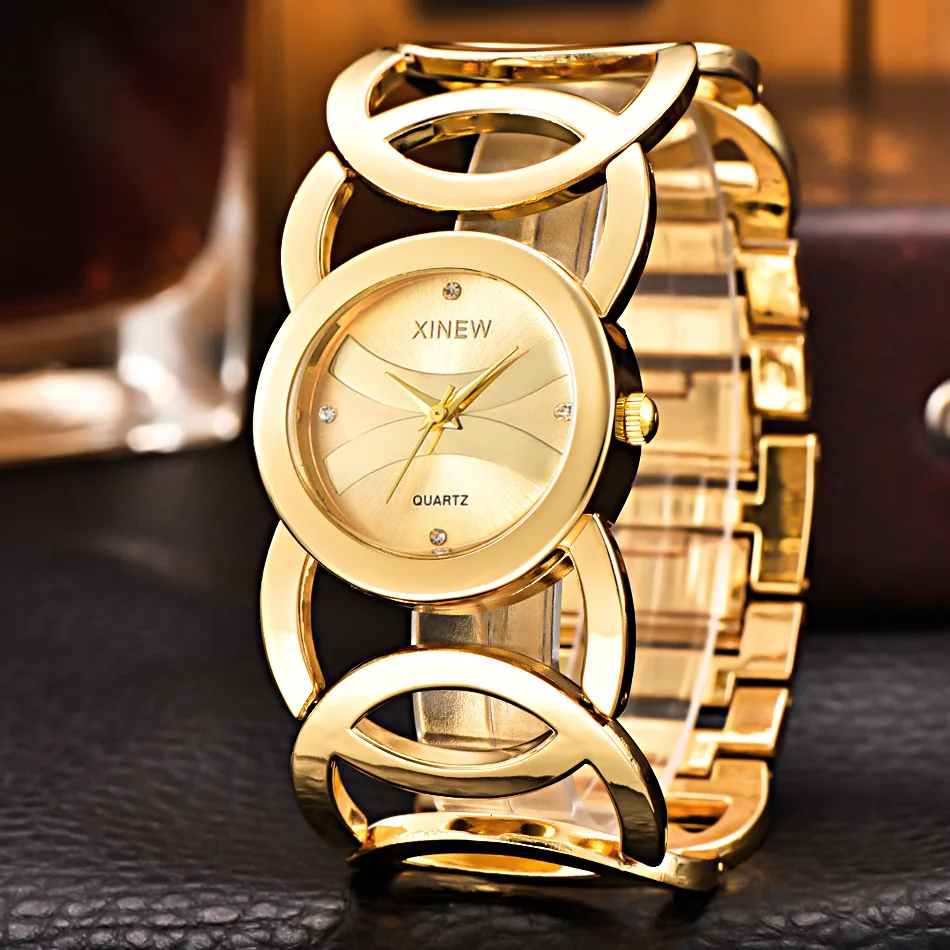 Hot Xinew Women's Fashion Watch Stainless Steel Band Analog Quartz Wrist Watch WW05