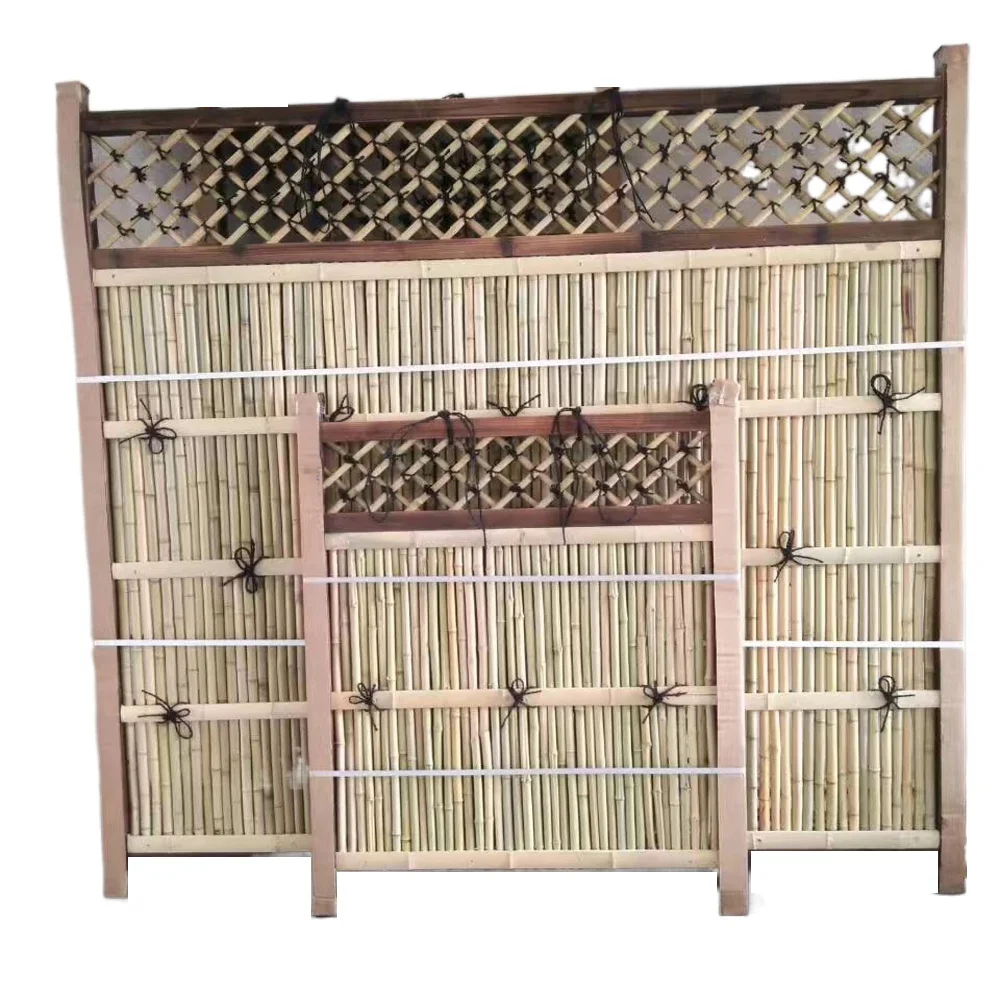 Bamboo Palisade Outdoor Fence Panel Heat Treated Bamboo Natural Yellow Eco  Friendly for Garden Decoration Trellis & Gates