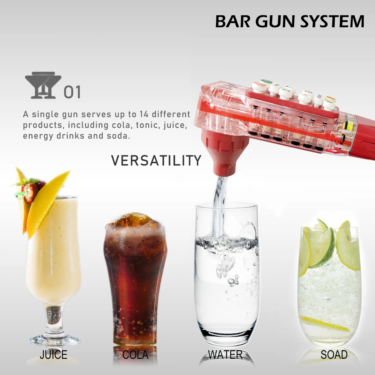 Automatic Soda Fountain Bar Gun System With Under Counter Chiller To