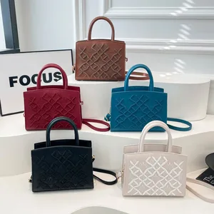 Casual Commuting Versatile Shoulder Bag Embroidered Pressed Texture Small Batch Design Fashionable  Zipper PU Leather Handbag